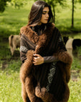 Earth Offering | Black Baby Alpaca Fur Cape 855
