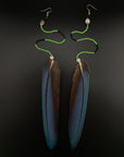 Blue Solo Feather Huni Kuin Earrings