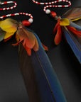 Blue & Red Extra Long Feather Earrings