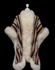 Rising Light | Striped Baby Alpaca Fur Cape 938