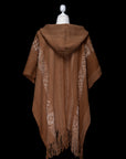 Earth's Beauty | Brown Baby Alpaca Fringe Cape with Hood 061