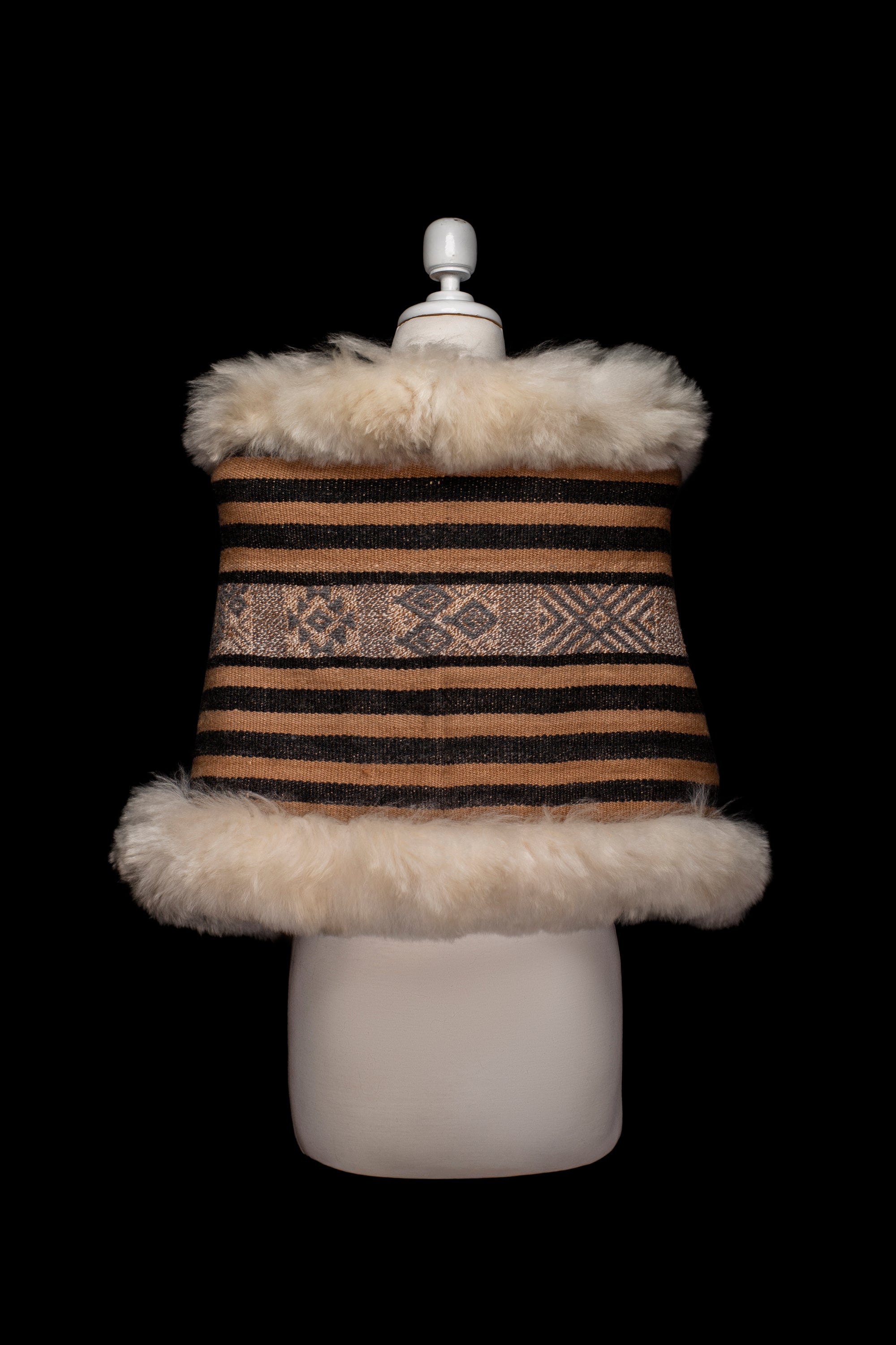 Beauty Way | Black & Tan Baby Alpaca Fur Wrap 012