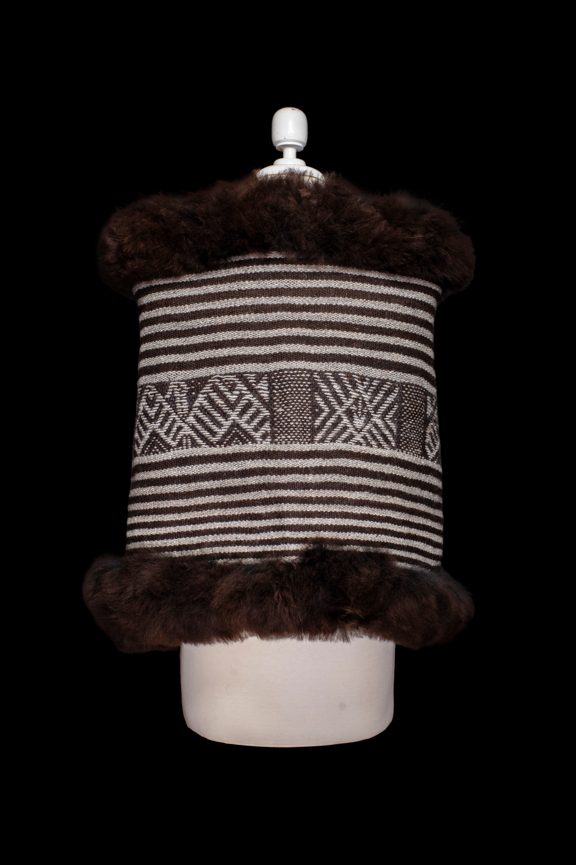 Celestial Dance | Espresso & Cream Baby Alpaca Fur Wrap 019