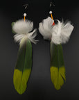 Green Epic Pom Feather Earrings