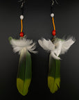 Green Epic Pom Feather Earrings