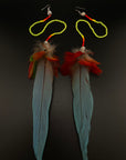 Green & Blue Extra Long Feather Earrings