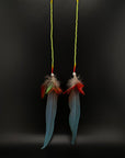 Green & Blue Extra Long Feather Earrings