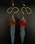 Green & Blue Extra Long Feather Earrings
