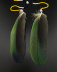 Green & Yellow Solo Feather Huni Kuin Earrings