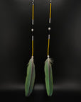 Green & Yellow Solo Feather Huni Kuin Earrings