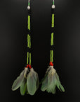Lime Green Huni Kuin Duet Feather Earrings