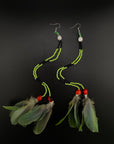 Lime Green Huni Kuin Duet Feather Earrings