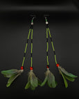 Lime Green Huni Kuin Duet Feather Earrings
