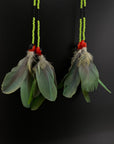 Lime Green Huni Kuin Duet Feather Earrings