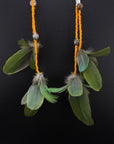 Orange & Green Duet Huni Kuin Feather Earring