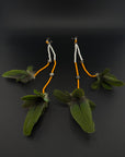 Orange & Green Duet Huni Kuin Feather Earring