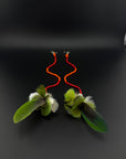 Green & Red Pom Huni Kuin Feather Earrings