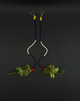 Green & Blue Pom Huni Kuin Feather Earrings