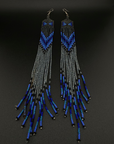 Blue Yawanawa Beaded Fringe Earrings