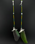Green Solo Feather Huni Kuin Earrings