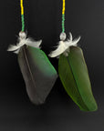 Green Solo Feather Huni Kuin Earrings