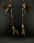 Blue & Red Duet Huni Kuin Feather Earrings