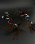 Blue & Red Duet Huni Kuin Feather Earrings