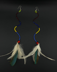 Blue & White Pom Huni Kuin Feather Earrings