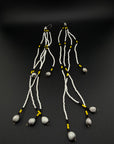 White Long Huni Kuin Beaded Earrings