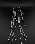 White Long Huni Kuin Beaded Earrings