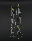 White Long Huni Kuin Beaded Earrings
