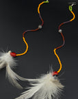 White Pom Huni Kuin Feather Earrings
