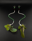 Green Huni Kuin Feather Earrings