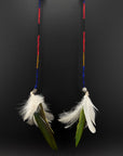 Red, Blue & White Huni Kuin Feather Earrings