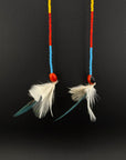 Red & Turquoise Huni Kuin Feather Earrings
