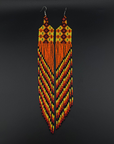 Orange Yawanawa Beaded Fringe Earrings