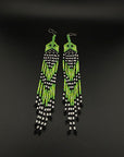 Lime Huni Kuin Beaded Fringe Earrings