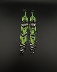 Lime Huni Kuin Beaded Fringe Earrings
