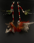Red Huni Kuin Duet Feather Earrings