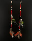 Red Huni Kuin Duet Feather Earrings