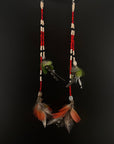 Red Huni Kuin Duet Feather Earrings