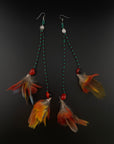 Green Huni Kuin Duet Feather Earrings