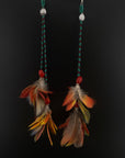 Green Huni Kuin Duet Feather Earrings