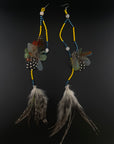 Yellow & Blue Long Huni Kuin Duet Feather Earring