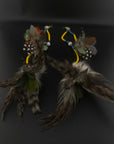Yellow & Blue Long Huni Kuin Duet Feather Earring