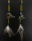 Yellow & Blue Long Huni Kuin Duet Feather Earring