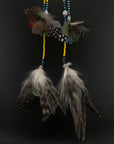 Yellow & Blue Long Huni Kuin Duet Feather Earring
