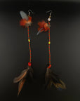 Red & Gold Huni Kuin Feather Earring