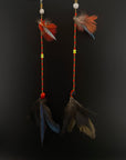 Red & Gold Huni Kuin Feather Earring