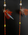 Red & Gold Huni Kuin Feather Earring